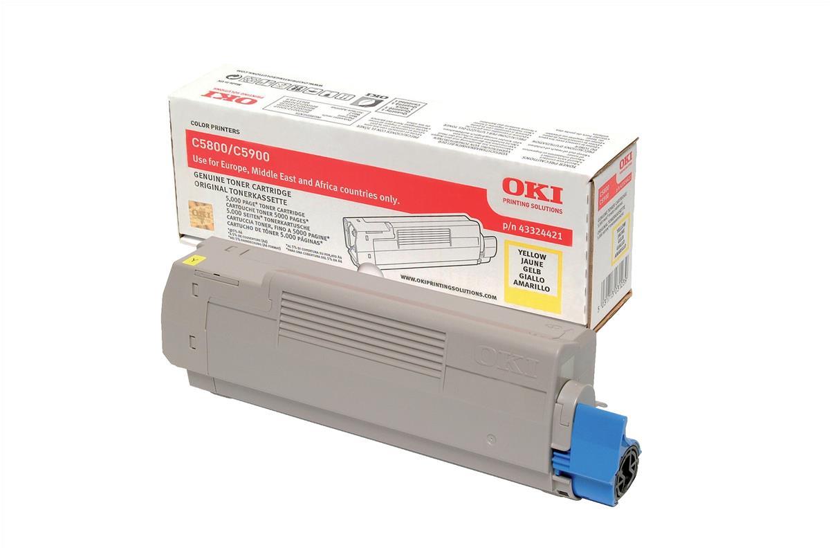 Genuine Oki 43324421 (C5800 C5900 C5550) Yellow Toner Cartridge (VAT included)
