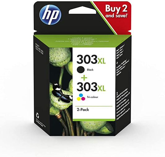 Genuine HP 303XL Black and Tri-Colour High Capacity Twin Pack Ink Cartridges 3YN10AE