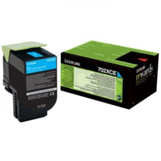Genuine Lexmark 70C2XCE 702XCE  Cyan Toner Cartridge (VAT included)