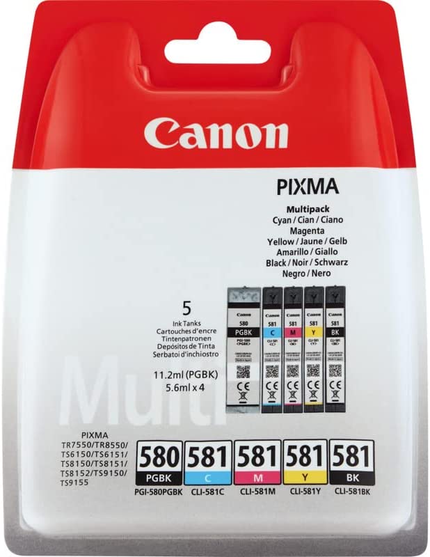 Genuine Canon PGI-580 Black CLI-581 Cyan/Magenta/Yellow/Black Ink Cartridge Multipack