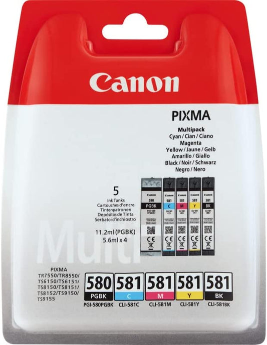 Genuine Canon PGI-580 Black CLI-581 Cyan/Magenta/Yellow/Black Ink Cartridge Multipack