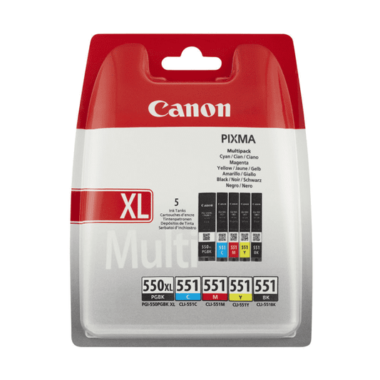 Genuine Canon PGI-550PGBKXL Black CLI-551 Cyan/Magenta/Yellow/Black Ink Cartridge