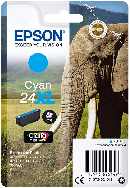 Genuine Epson 24XL Cyan Ink Cartridge