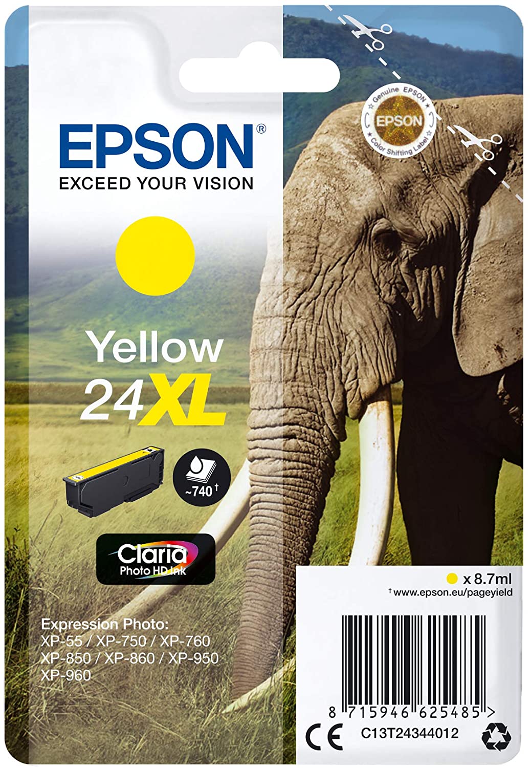Genuine Epson 24XL Yellow Ink Cartridge