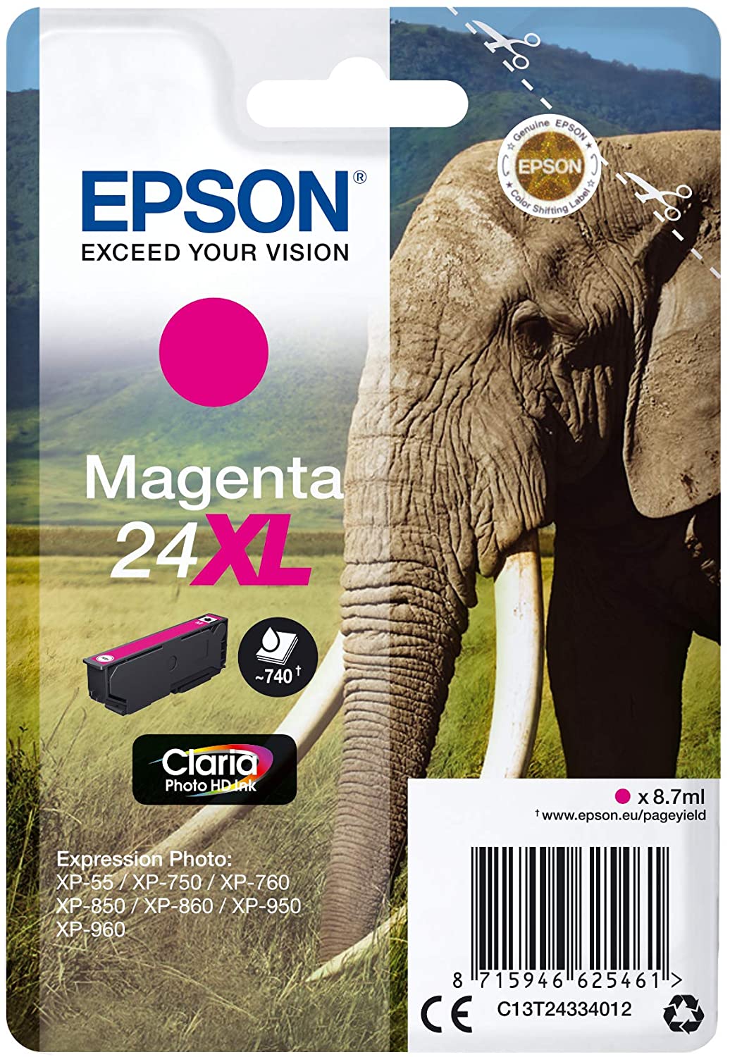 Genuine Epson 24XL Magenta Ink Cartridge