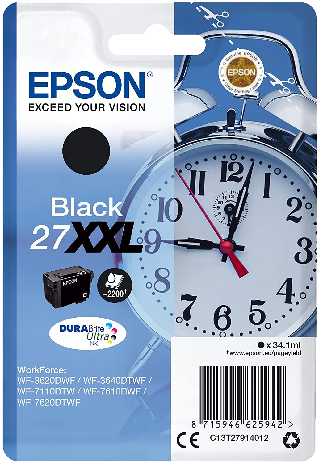 Genuine Epson 27XXL Extra High Capacity Black - Alarm Clock