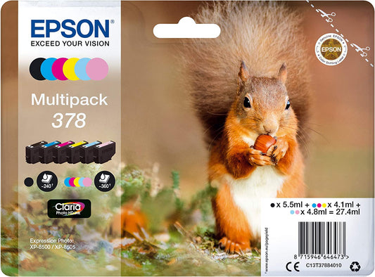 Genuine Epson 378 Multipack Black/Cyan/Magenta/Yellow/Light Cyan/Light Magenta C13T37884010 Ink Cartridge
