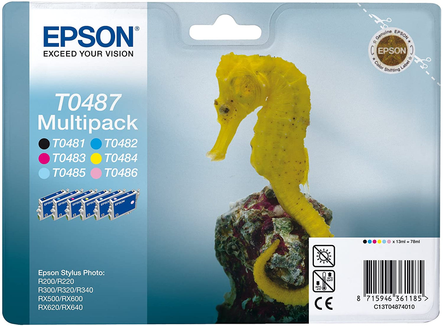 Genuine Epson T0487 Ink Cartridge Multipack C13T04874010