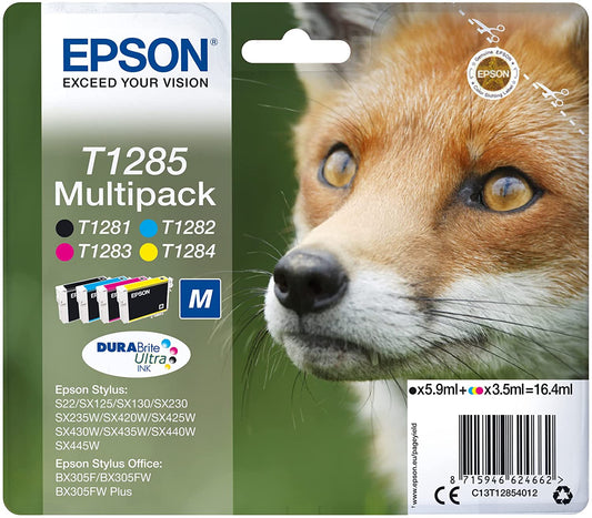 Genuine Epson T1285 Ink Cartridge Multipack Fox - T1281/T1282/T1283/T1284 Black/Cyan/Magenta/Yellow