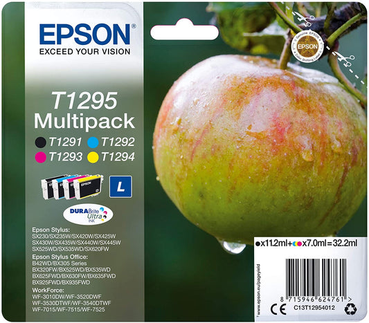 Genuine Epson T1295 Ink Cartridge Multipack Apple - T1291/T1292/T1293/T1294 Black/Cyan/Magenta/Yellow