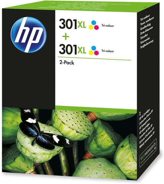Genuine HP Twin Pack 301XL Tri-Colour Ink Cartridge D8J46AE