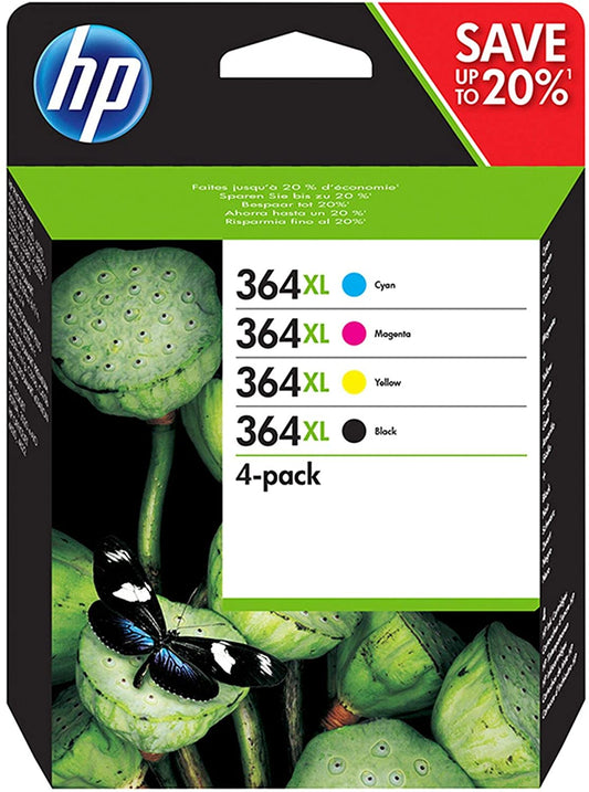 Genuine HP 364XL Black Cyan Magenta and Yellow Ink Cartridges N9J74AE