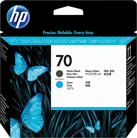 Genuine HP 70 Printhead Matte Black and Cyan C9404A
