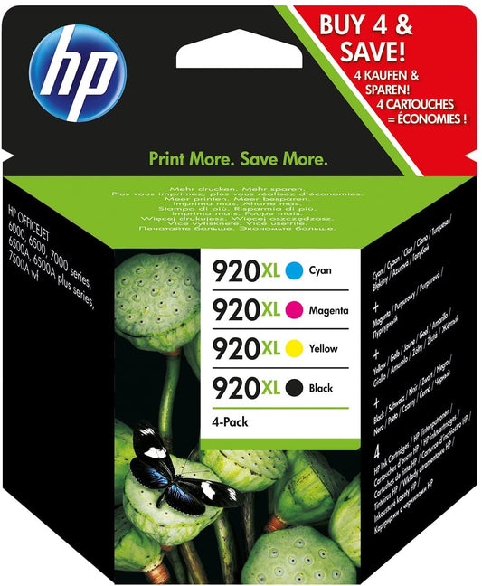 Genuine HP 920XL Black/Cyan/Magenta/Yellow High Capacity Ink Cartridge C2N92AE Multipack