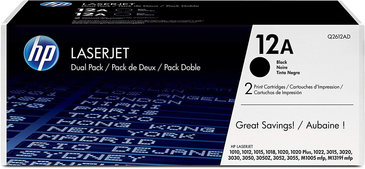 Genuine HP Q2612AD (12A) Black Dual Pack Printer Toner Cartridge