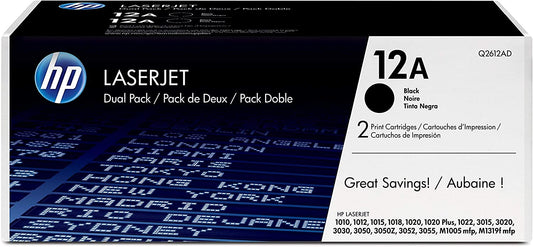 Genuine HP Q2612AD (12A) Black Dual Pack Printer Toner Cartridge