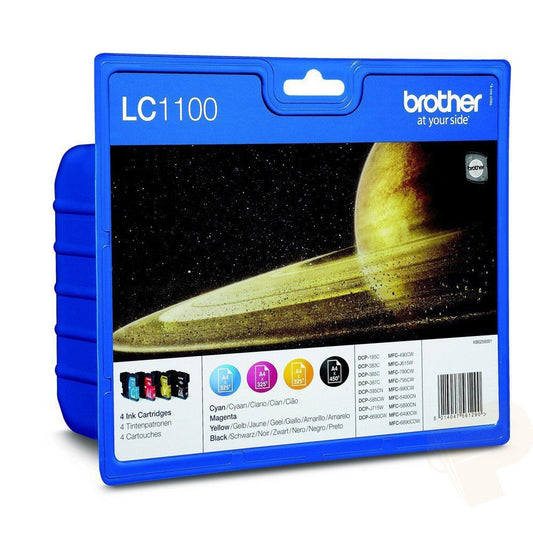 Genuine Brother LC1100 Value Pack Black/Cyan/Magenta/Yellow Ink Cartridges LC1100VALBP