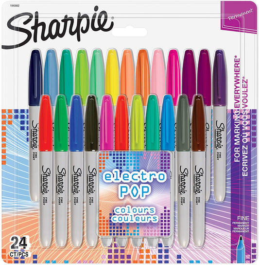 Sharpie Electro Pop Assorted Permanent Markers - Pack of 24