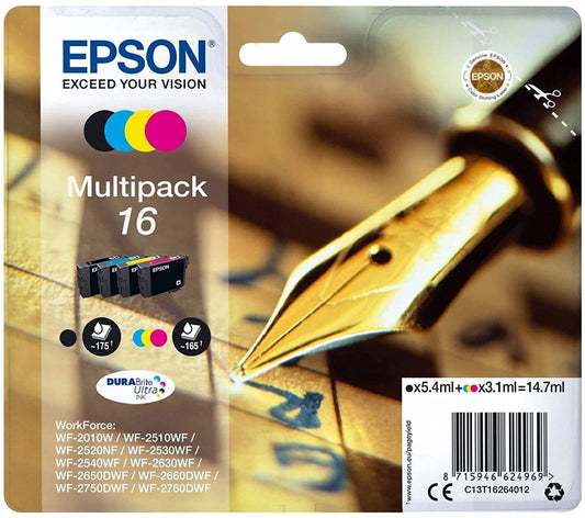 Genuine Epson 16 Multipack Black/Cyan/Magenta/Yellow Ink Cartridge Pen & Crossword