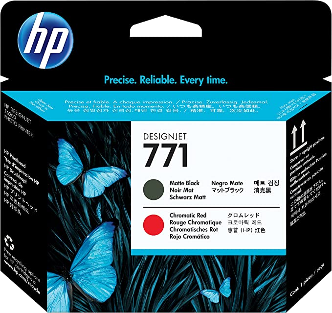 Genuine HP 771 Matte Black and Chromatic Red Printhead CE017A